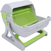 Semi Automatic Cat Litter Box Self Cleaning Large Tipping Tray Green