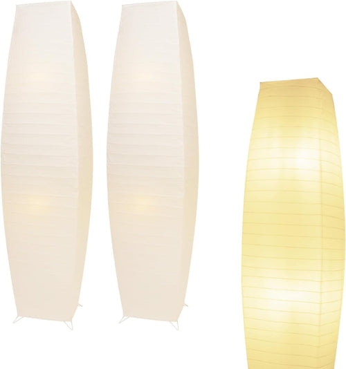 Japanese Paper Floor Lamp Set of 2 Rice Paper Shade Corner Standing Lights