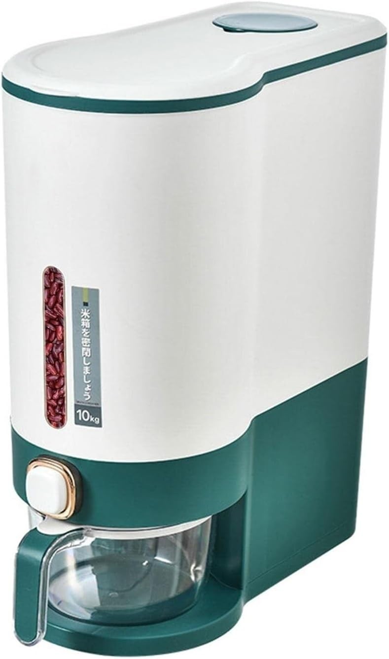 10KG Rice Storage Container One Touch Dispenser Airtight Grain Bin