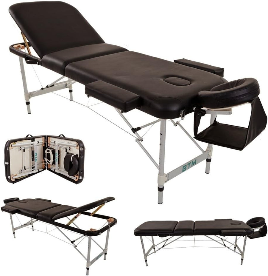 Foldable Adjustable Massage Table Portable Therapy Spa Bed With Headrest