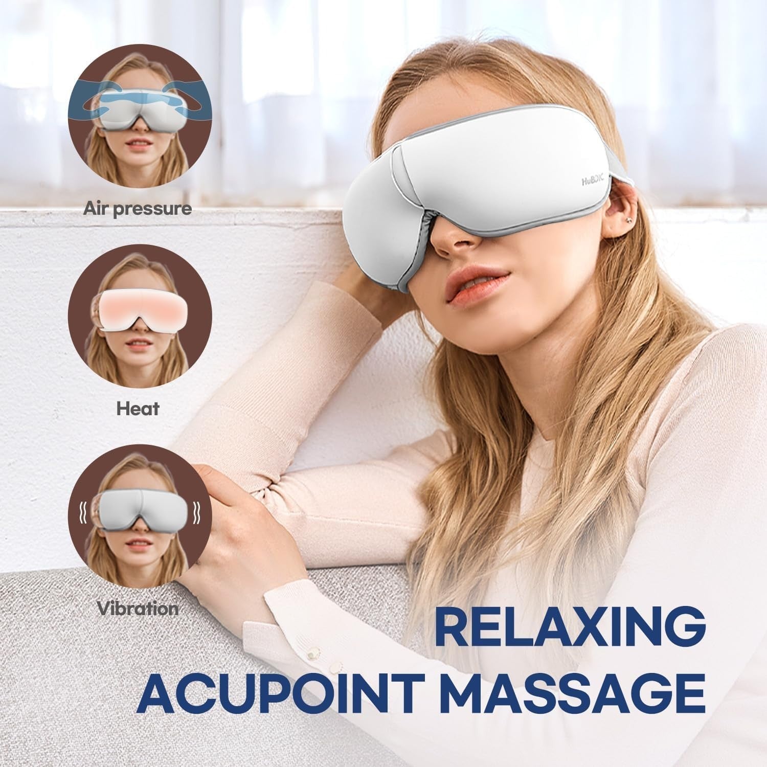 Heated Eye Massager 5 Modes Bluetooth Heat Compression Mask