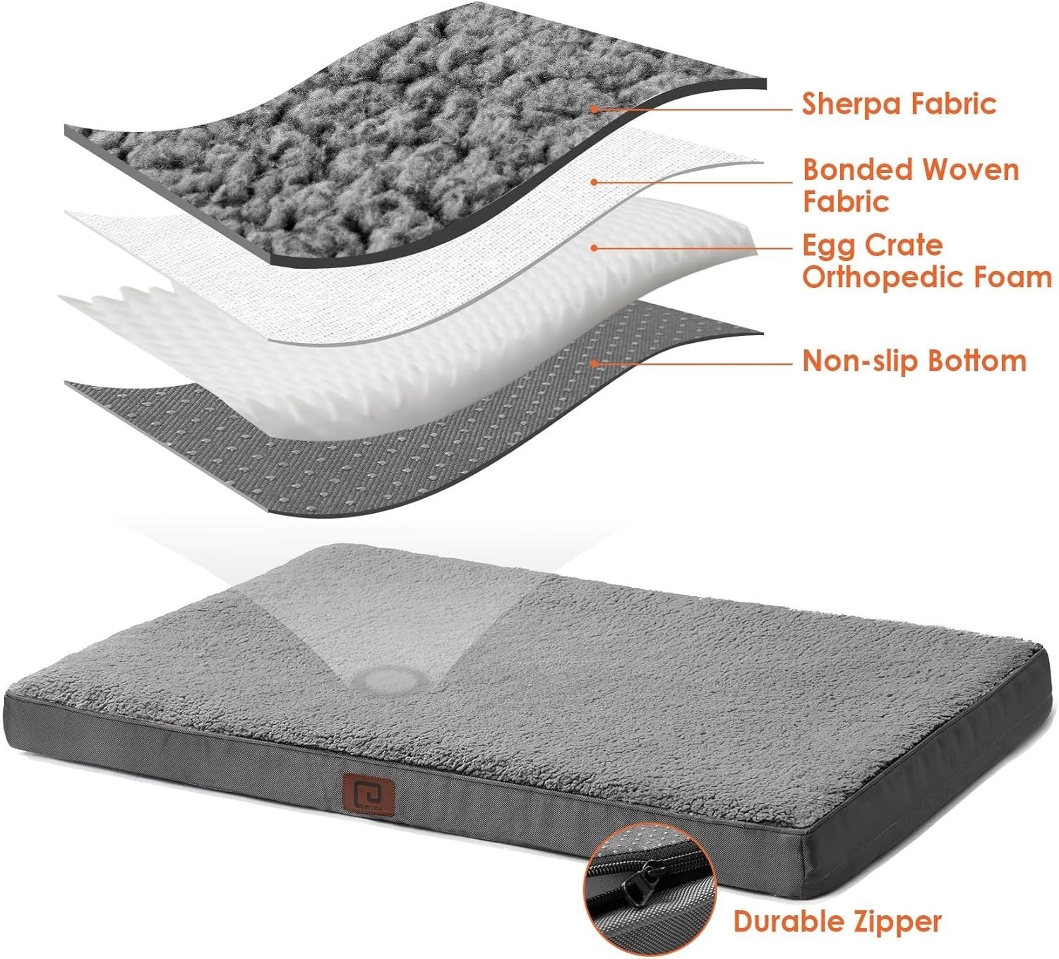 XL Orthopedic Dog Bed Mattress Egg Crate Foam 104x68x9cm Grey