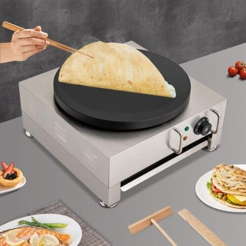 Commercial Electric Crepe Maker 2800W Large Non-Stick Pancake Griddle Machine