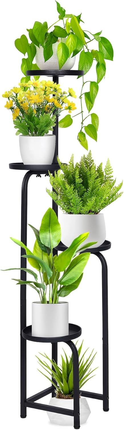 4 Tier Metal Plant Stand Indoor Outdoor Corner Flower Shelf Rack