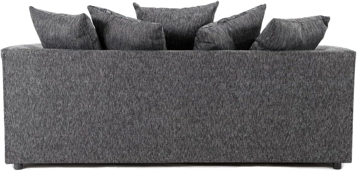 Modern Grey 3 Seater Fabric Sofa with Scatter Cushions UK Made Comfy