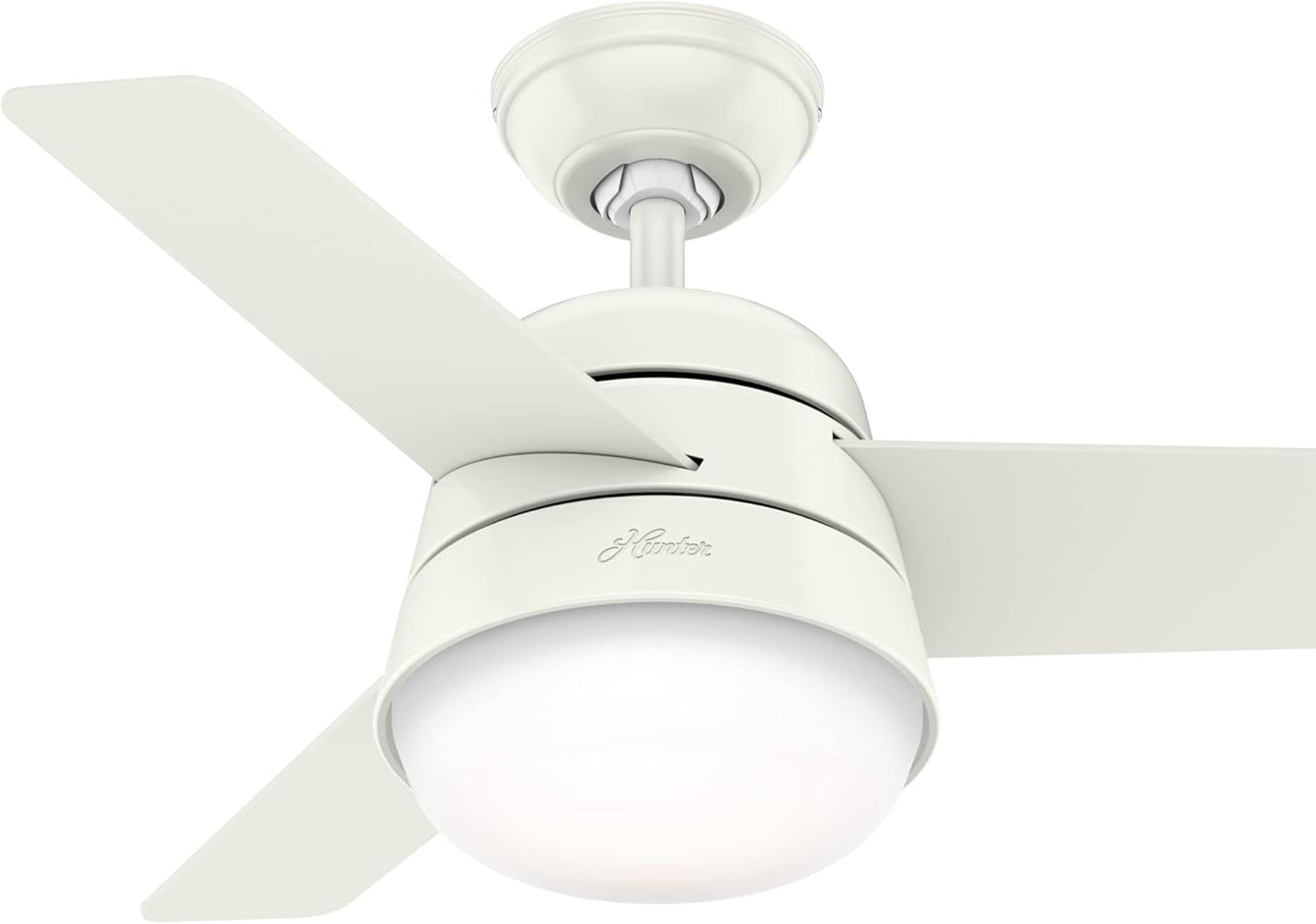 Hunter Finley 36" Ceiling Fan with Light, Remote, 3 Reversible Blades, White