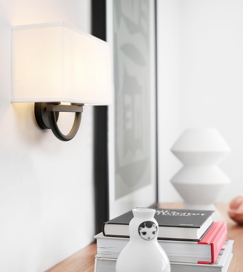 Modern Double Wall Light Fabric Shade Sconce for Bedroom & Living Room