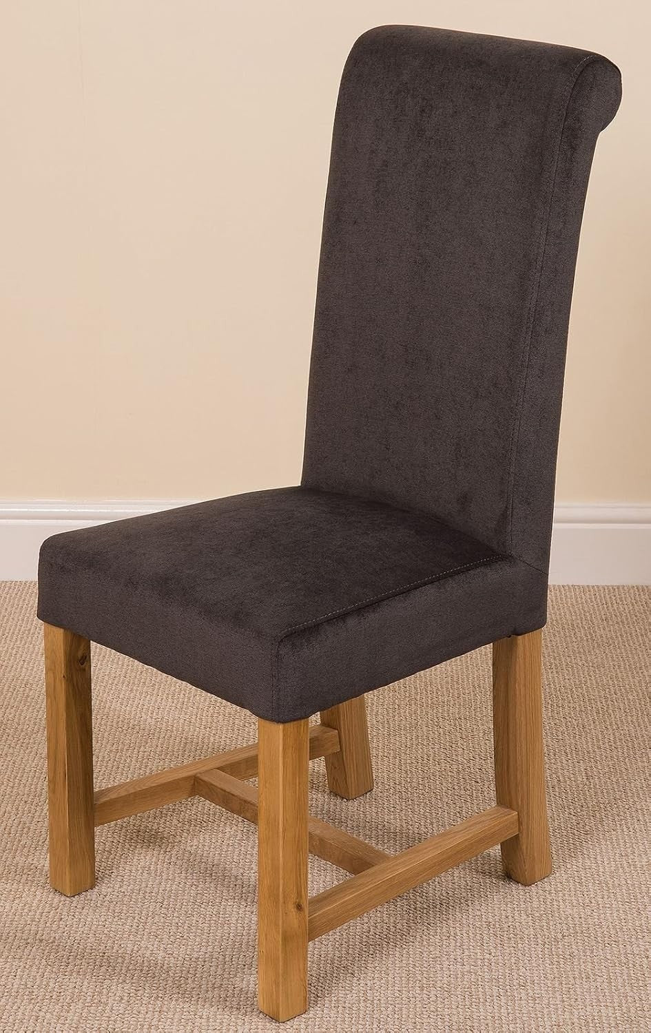 Solid Oak Dining Table & 4 Chairs Set | Compact Modern Design | Dark Grey