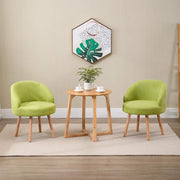 Set of 2 Green Linen Tub Chairs Upholstered Accent Seats