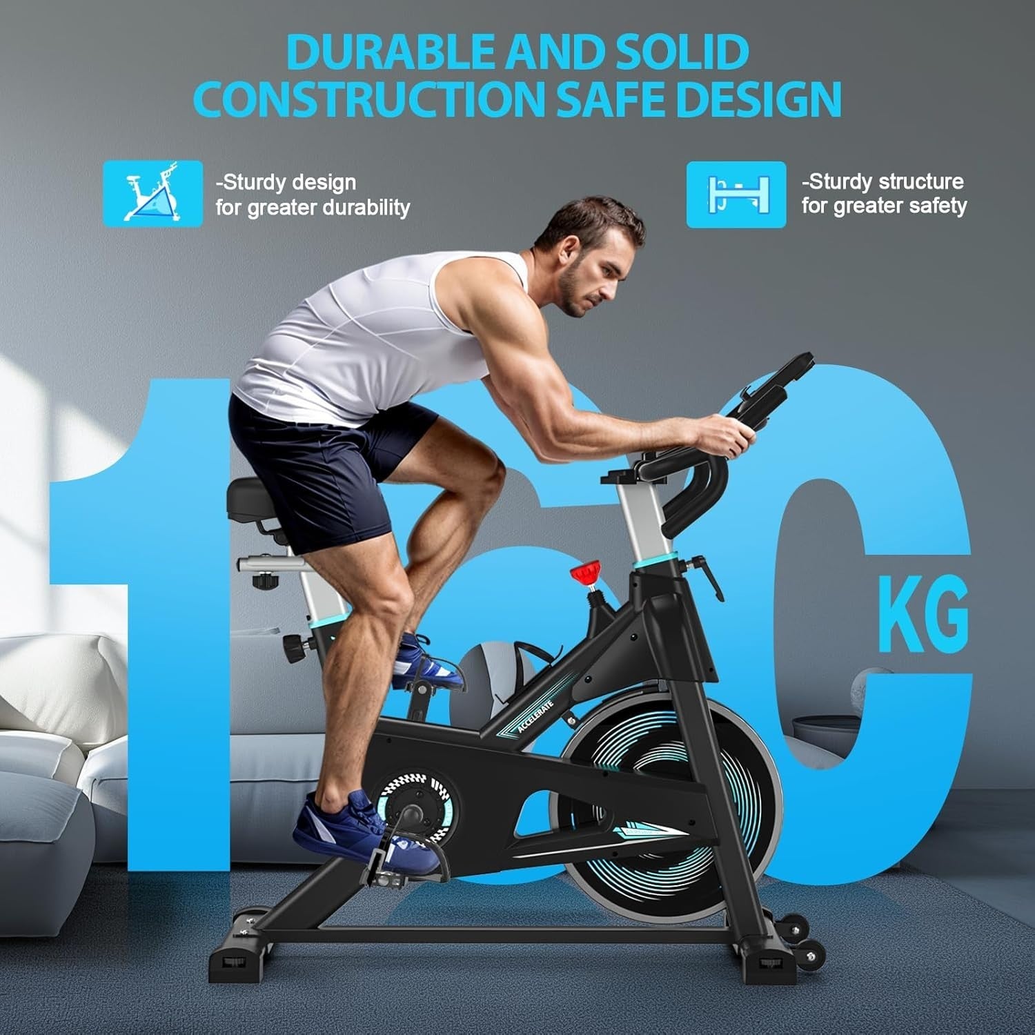 Smart Bluetooth Indoor Spin Bike w/ LCD Display, App Sync, 16kg Flywheel 350lb
