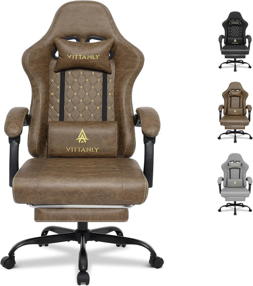 Ergonomic Brown High Back Office Chair Pocket Spring Cushion Recliner Swivel