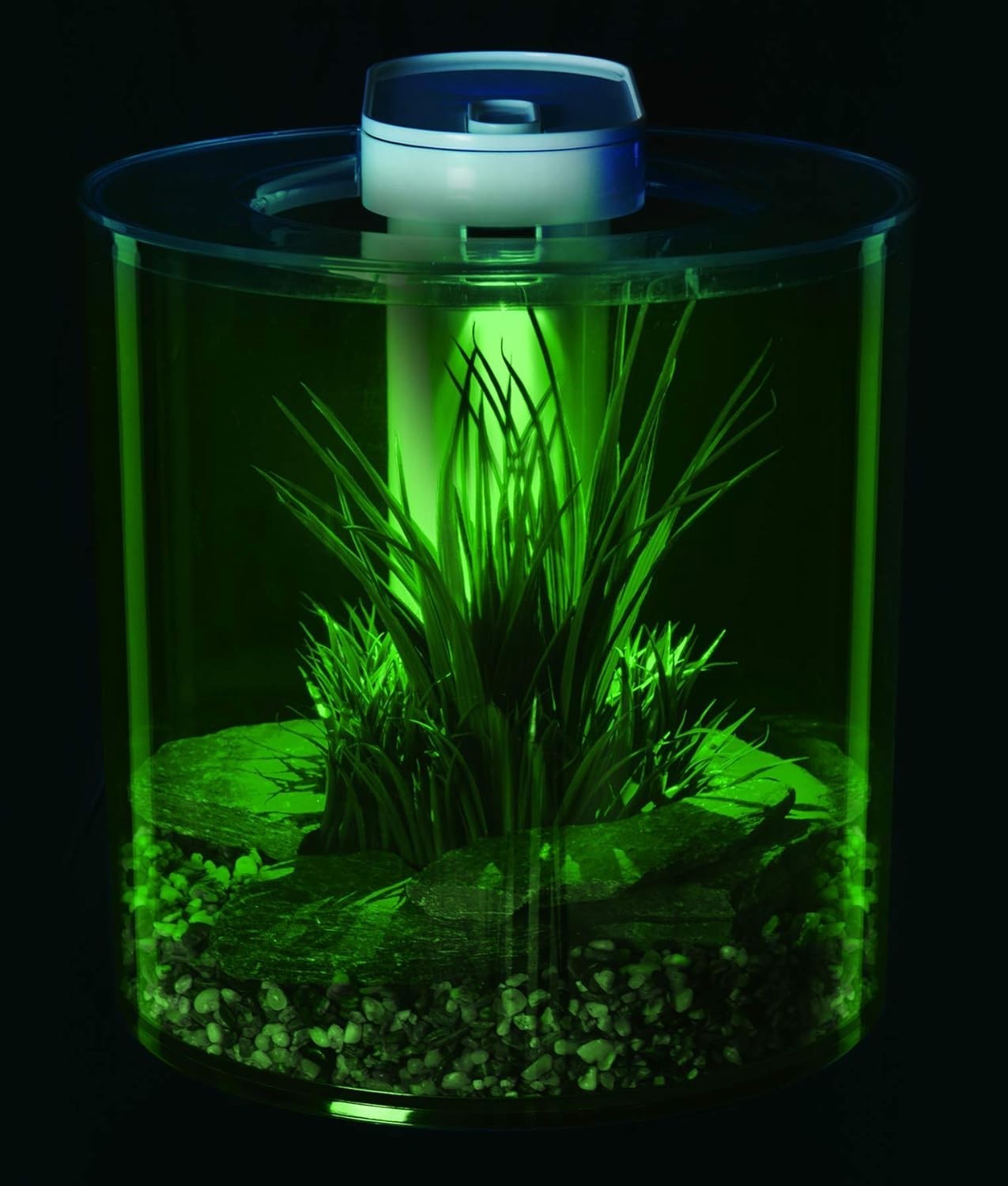 10L Round Fish Tank With Remote LED Lighting Filter Pump Aquarium