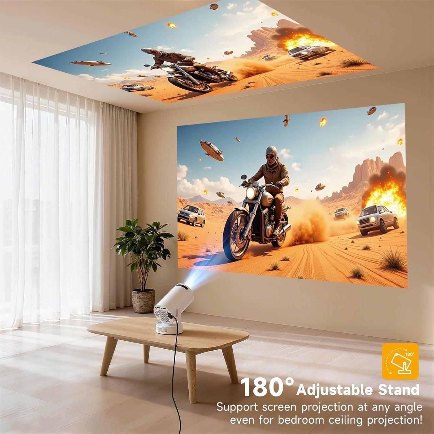 4K Smart Mini Projector Android 12 WiFi 6 Bluetooth Portable