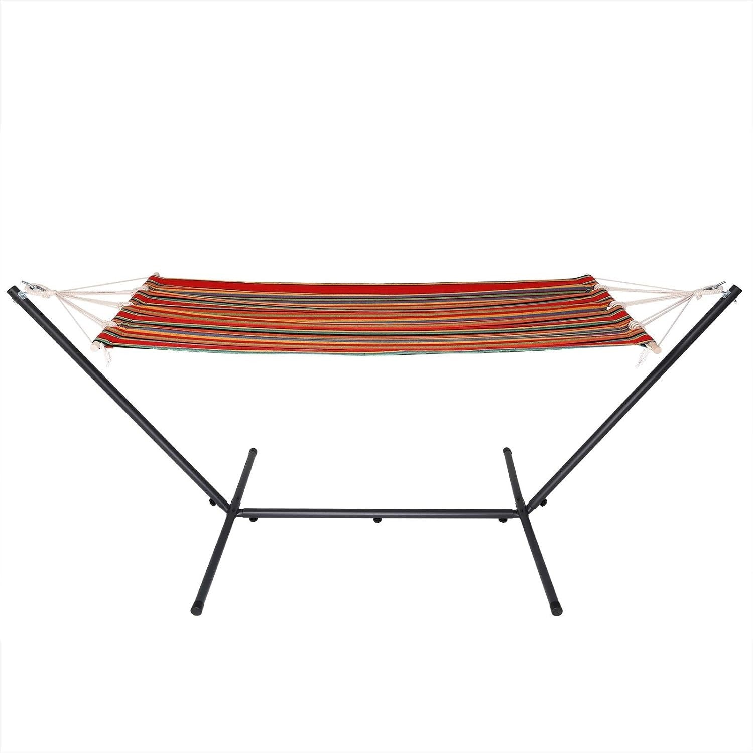 Red Hammock with Metal Stand | 100kg Capacity | 200x80cm Outdoor Swing Seat