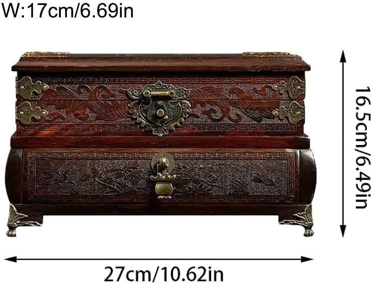 Lockable Solid Wood Jewelry Box Chinese Style Organizer Storage Case