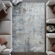 Washable Rug 200x290cm Non-Slip Vintage Blue Brown Soft Area Carpet Living Room
