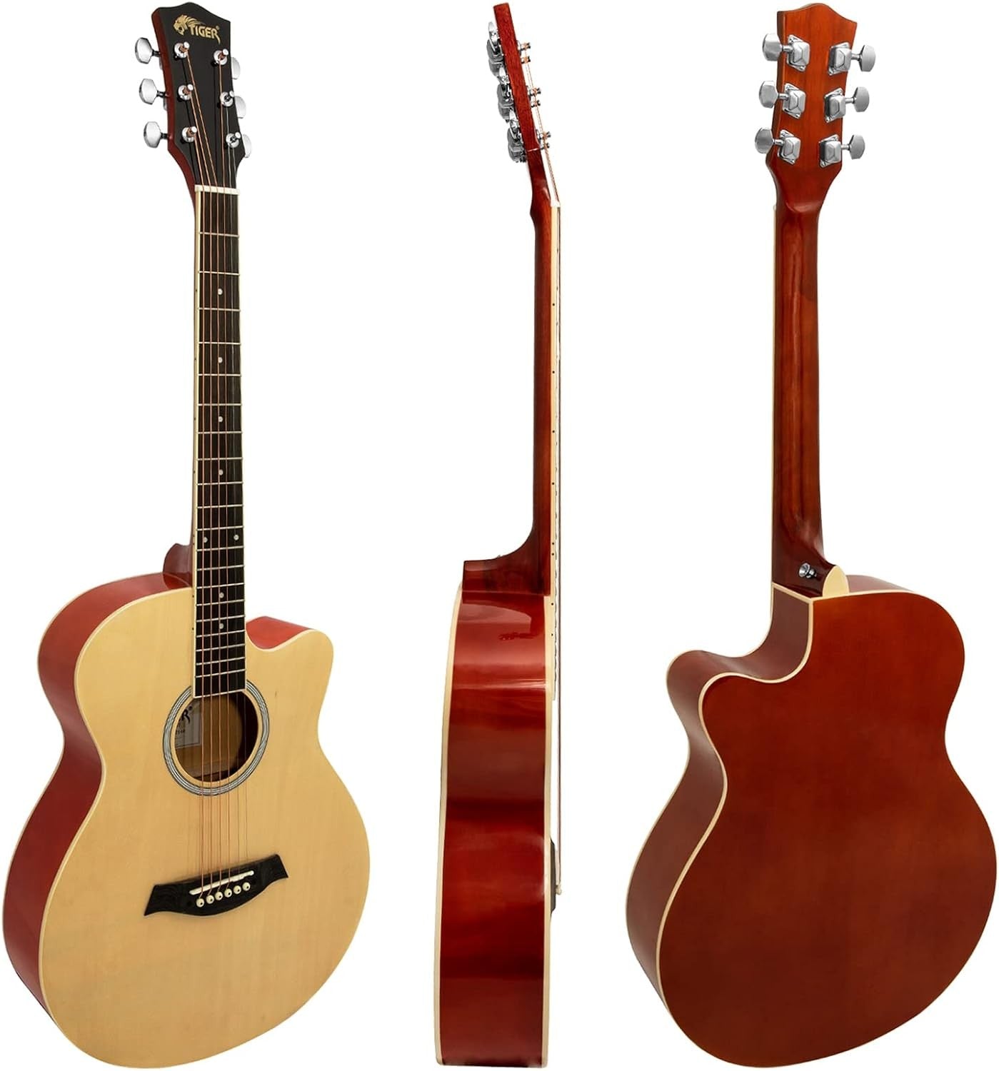 Full Size Cutaway Acoustic Guitar Starter Pack Natural