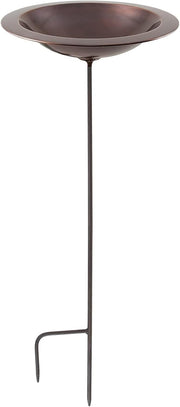 Antique Copper Bird Bath Outdoor Garden Feeder with Stake Stand 34"