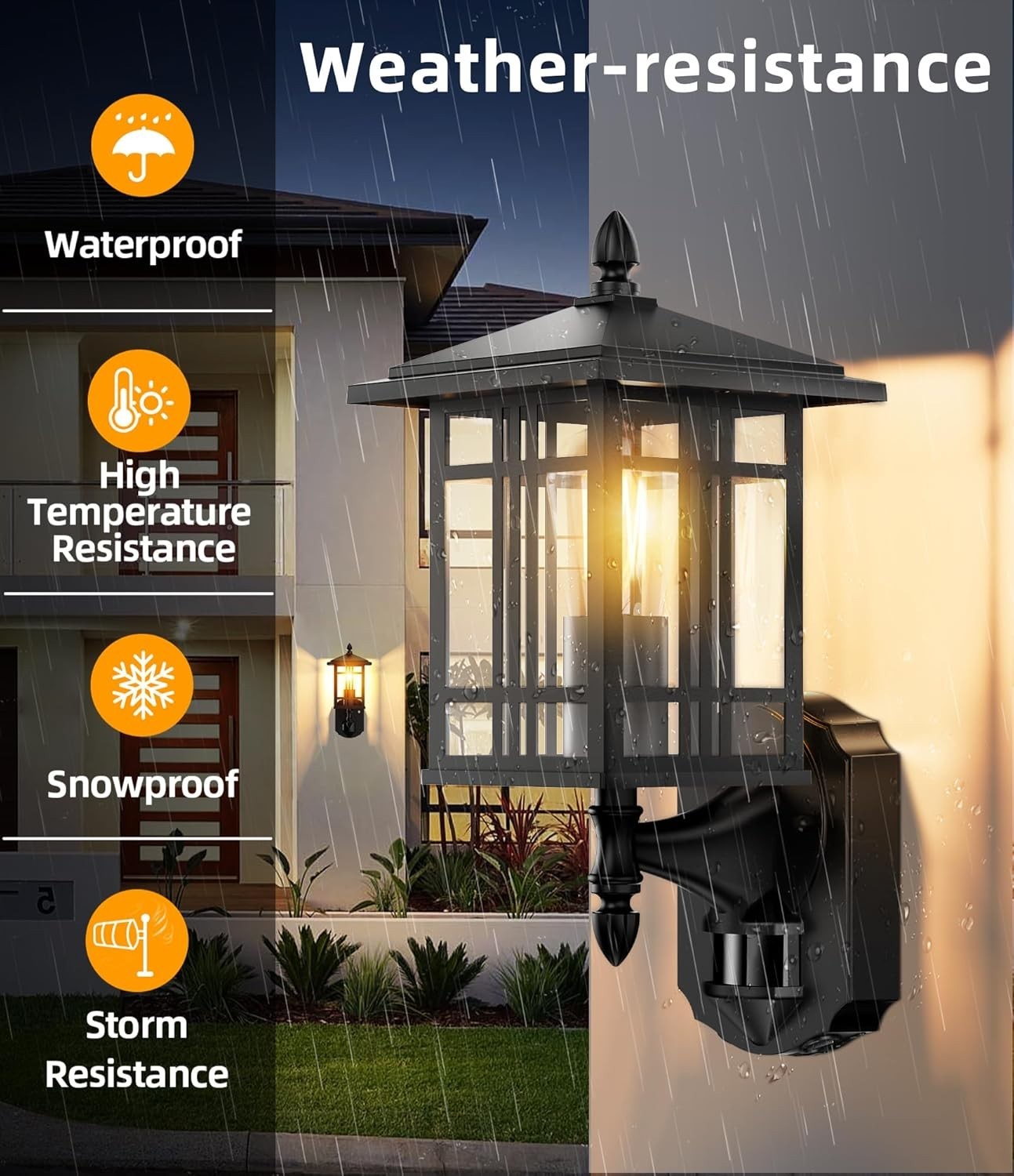 Outdoor Motion Sensor Wall Light Waterproof E27 Dusk Dawn Lamp