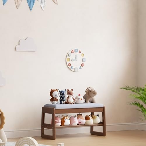 2-Tier Small Shoe Bench with Flip-Top & Linen Cushion for Entryway