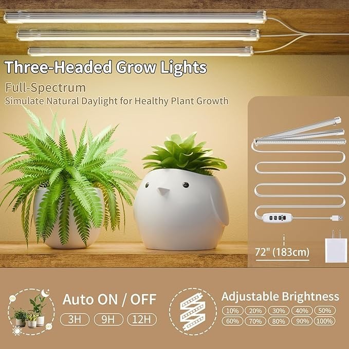 8 Tier S-Shaped Metal Plant Stand with Grow Lights Indoor Outdoor White
