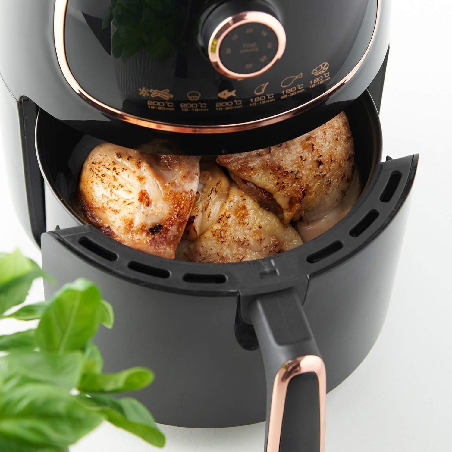 Compact Air Fryer 2L 1000W Oil Free 80-200C Temp Control 30min Timer