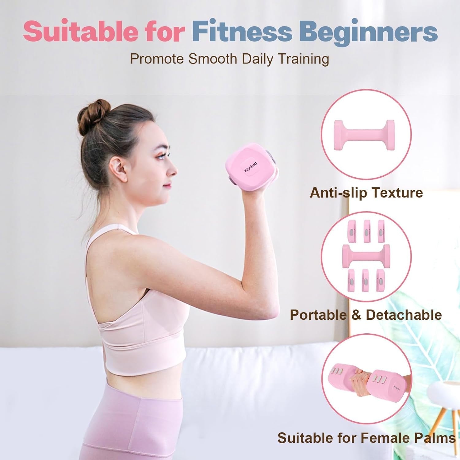Fast Adjust Adjustable Dumbbells 4-in-1 2–5.5LB Each Non-Slip Women Weights