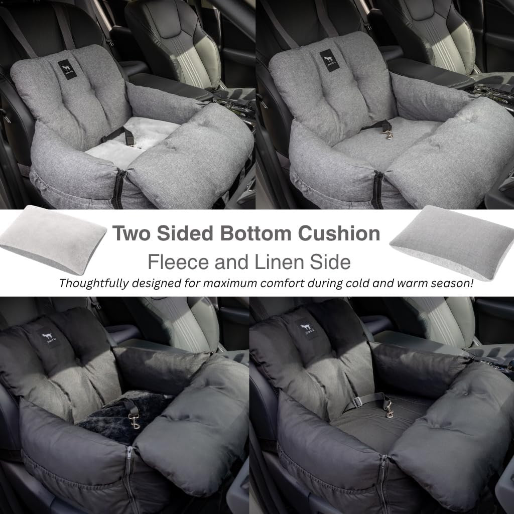 Large Dog Booster Car Seat Bed Washable Water Resistant 40lb Grey