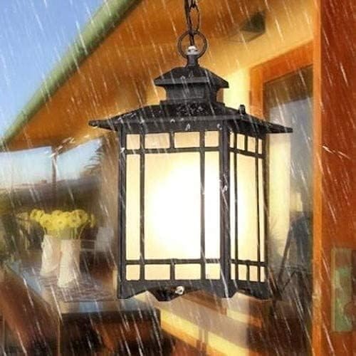 Chinese Square Glass Lantern – IP65 Outdoor Hanging Ceiling Light (30×23 cm)