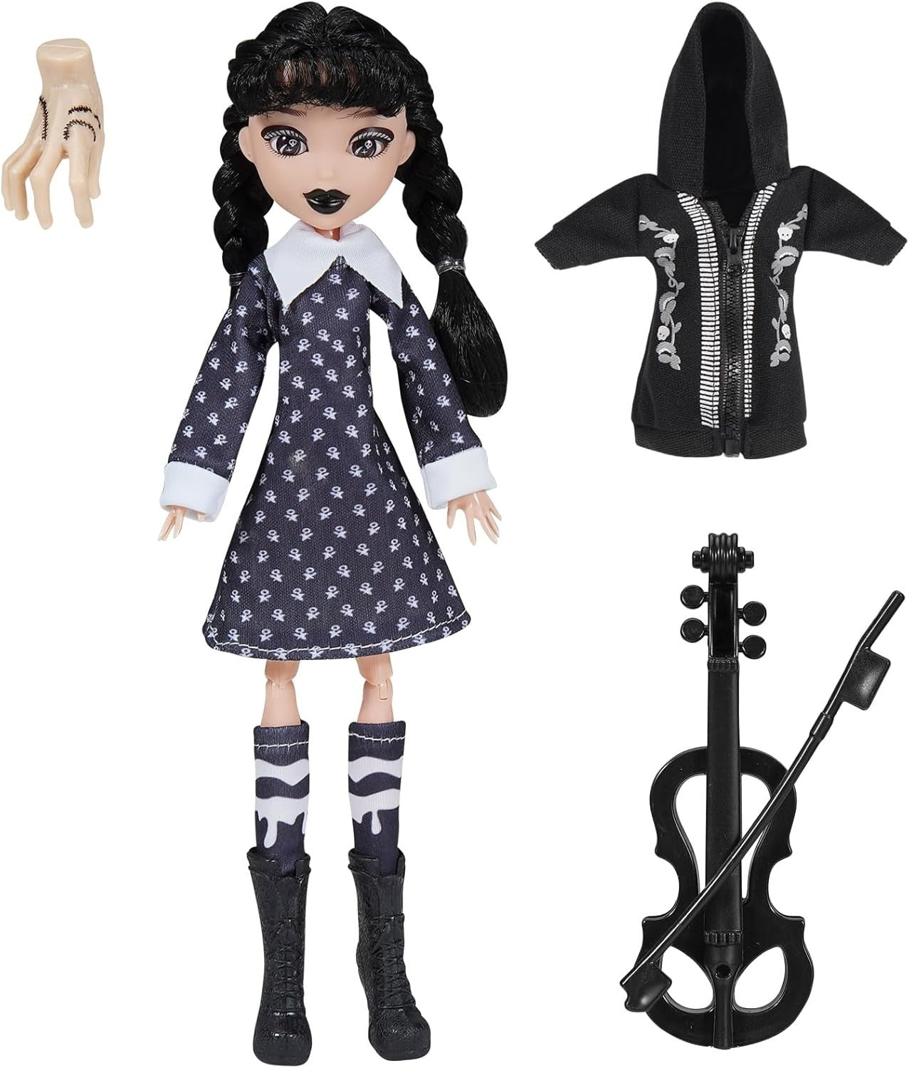 10 Inch Collectible Fashion Doll Black Dress Coat Violin Accessories