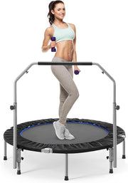 40in Foldable Fitness Rebounder Adjustable Handle Indoor Cardio