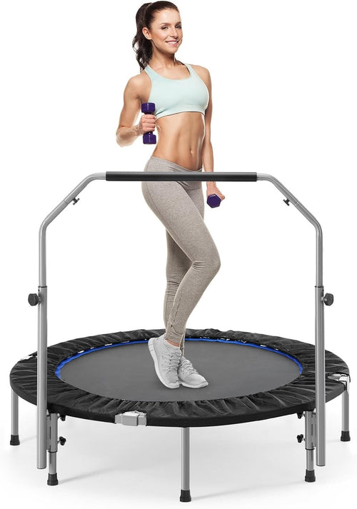 40in Foldable Fitness Rebounder Adjustable Handle Indoor Cardio