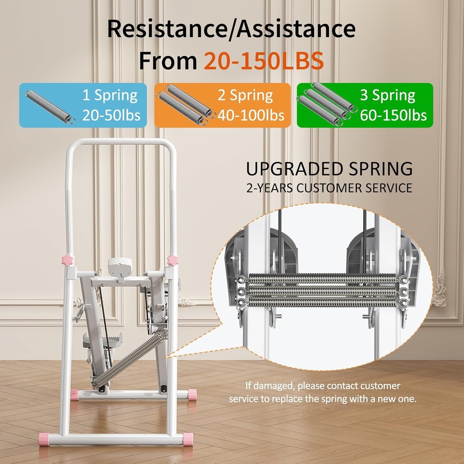 Pink Foldable Stair Climber w/ LCD Monitor, 3 Resistance Levels & Adjustable