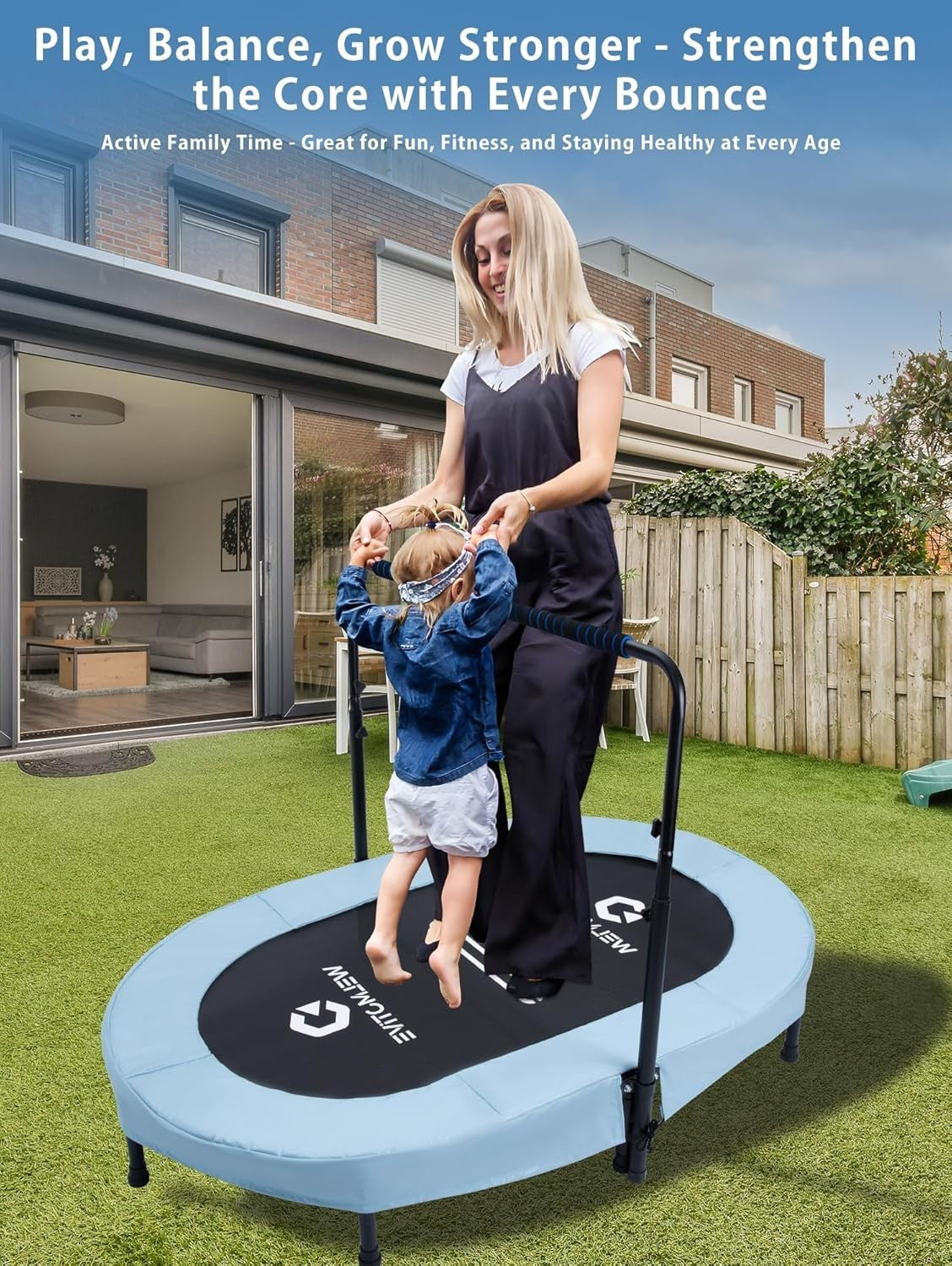 Oval Indoor Trampoline for Two Quiet Rebounder Handle 150KG