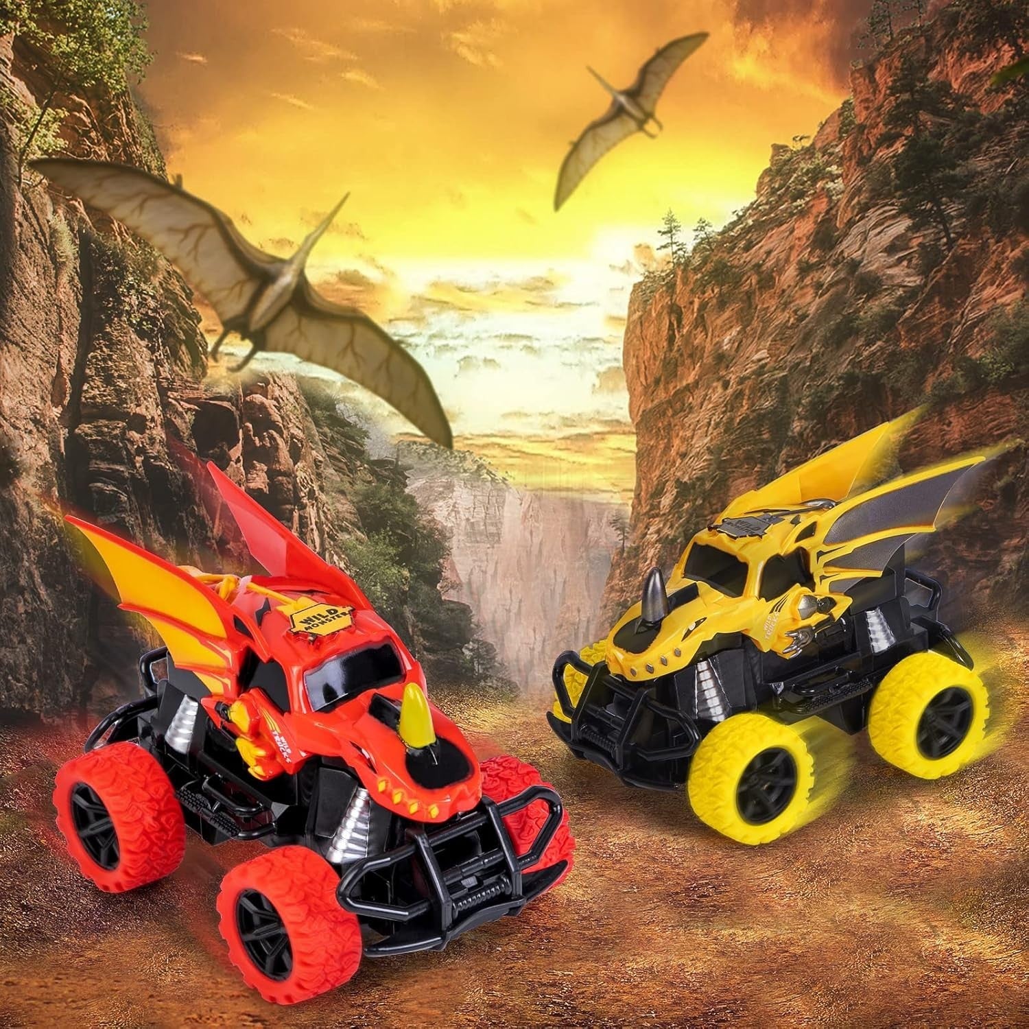 Dinosaur RC Car 4-Channel Remote Control Monster Truck LED Lights Toy for Kids 3