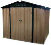 8x6FT Metal Storage Shed Outdoor Garden Tool House with Apex Roof & Double Doors