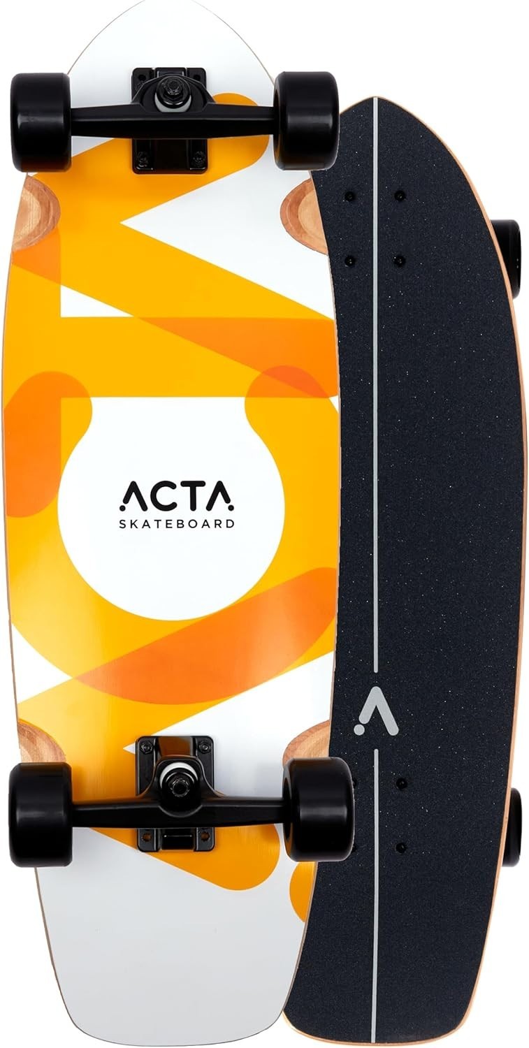 31" Surfskate 7-Ply Maple Orange/White Deck Pumptrack Cruising