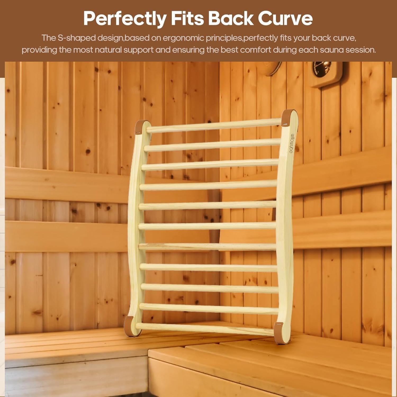 Ergonomic Scotch Pine Wood Sauna Backrest – Non-Slip Pads, Infrared & Steam
