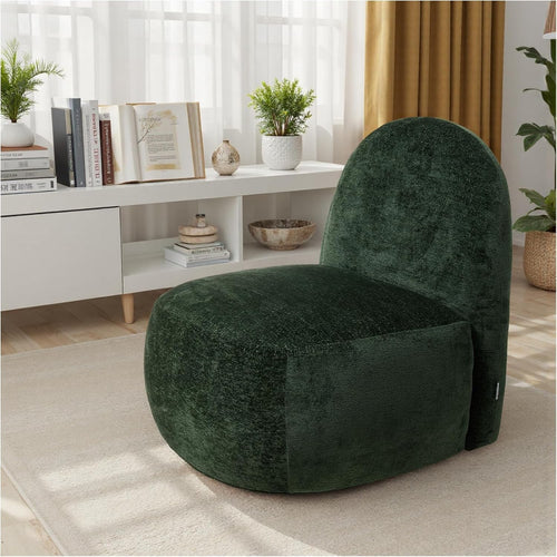 Green Swivel Tub Chair Chenille Accent Armchair 360° Base