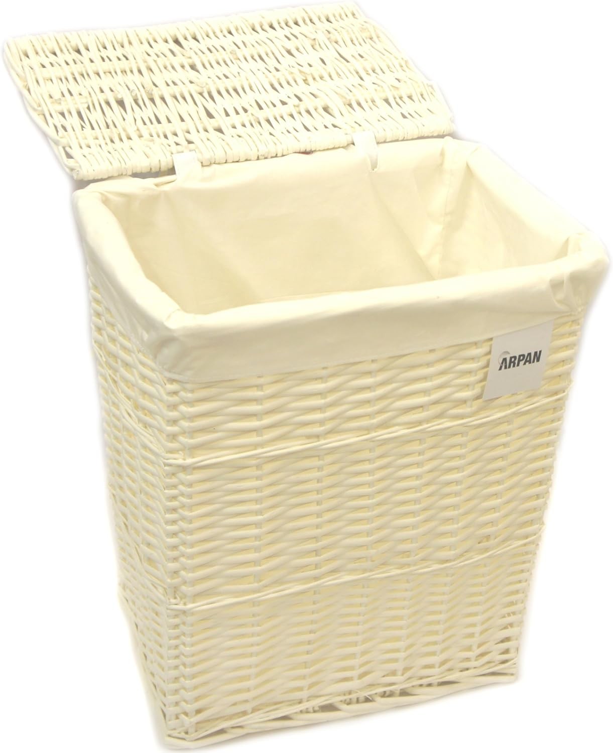 5-Piece White Wicker Laundry Basket Set with Lids & Liners | Large to Small
