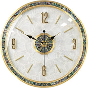 Silent Art Deco Wall Clock - Natural Shell, No Tick, Large 40cm Home Decor