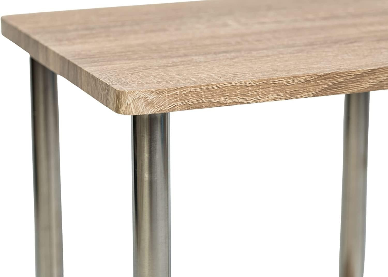 Small Sonoma Oak 2 Tier Side Table with Storage Shelf for Living Room