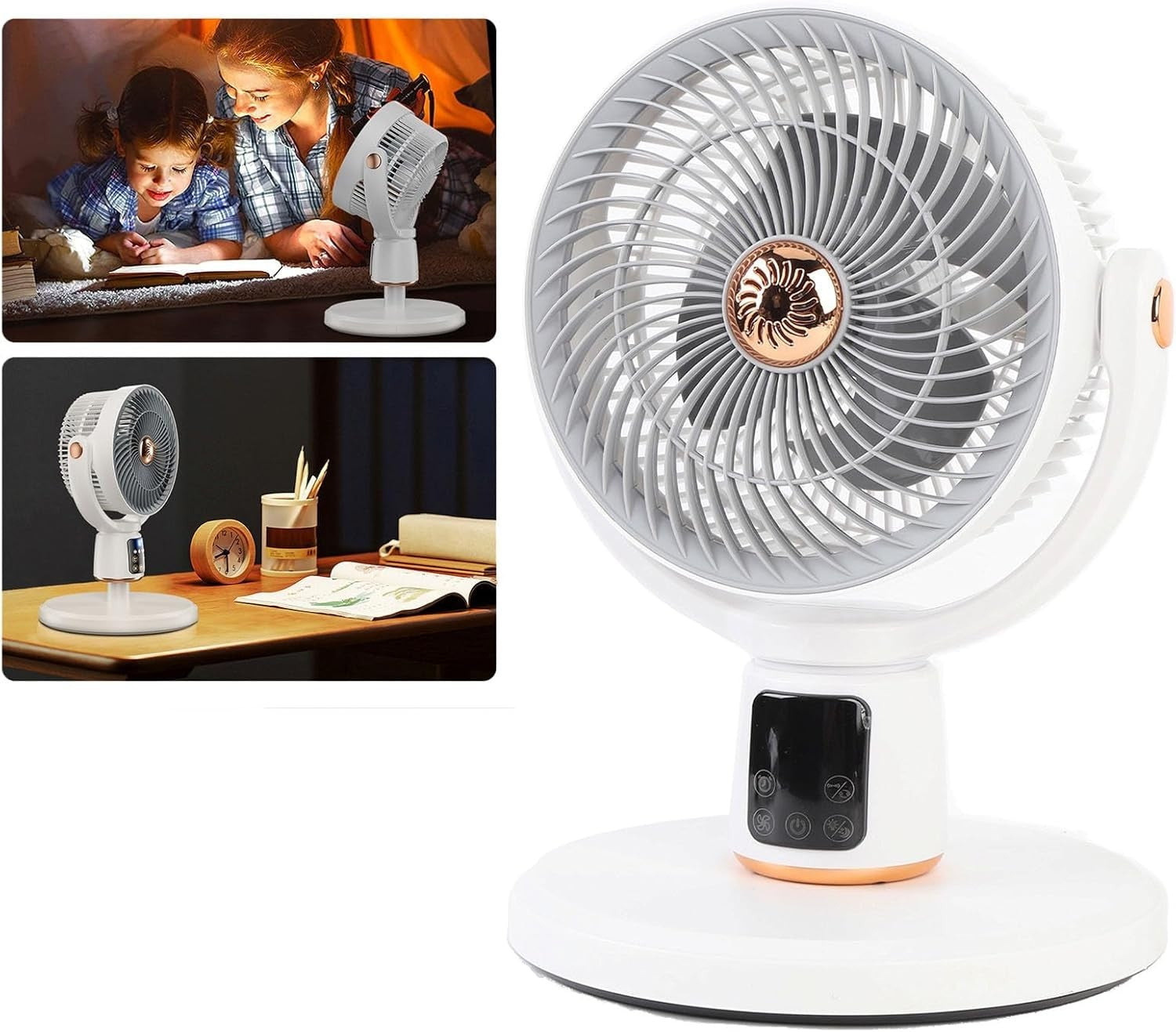 Oscillating White Standing Fan – 360° Air Circulation Remote Cooling for Bedroom