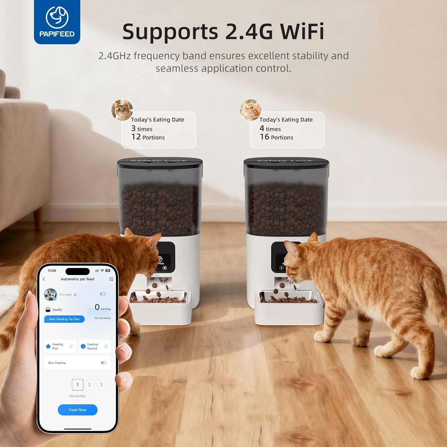 6L WiFi Automatic Cat Feeder Smart App Control Timed Food Dispenser