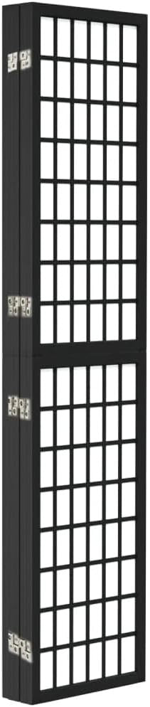 5 Panel Black Shoji Room Divider 200x170cm Folding Wooden Privacy Screen Japanes