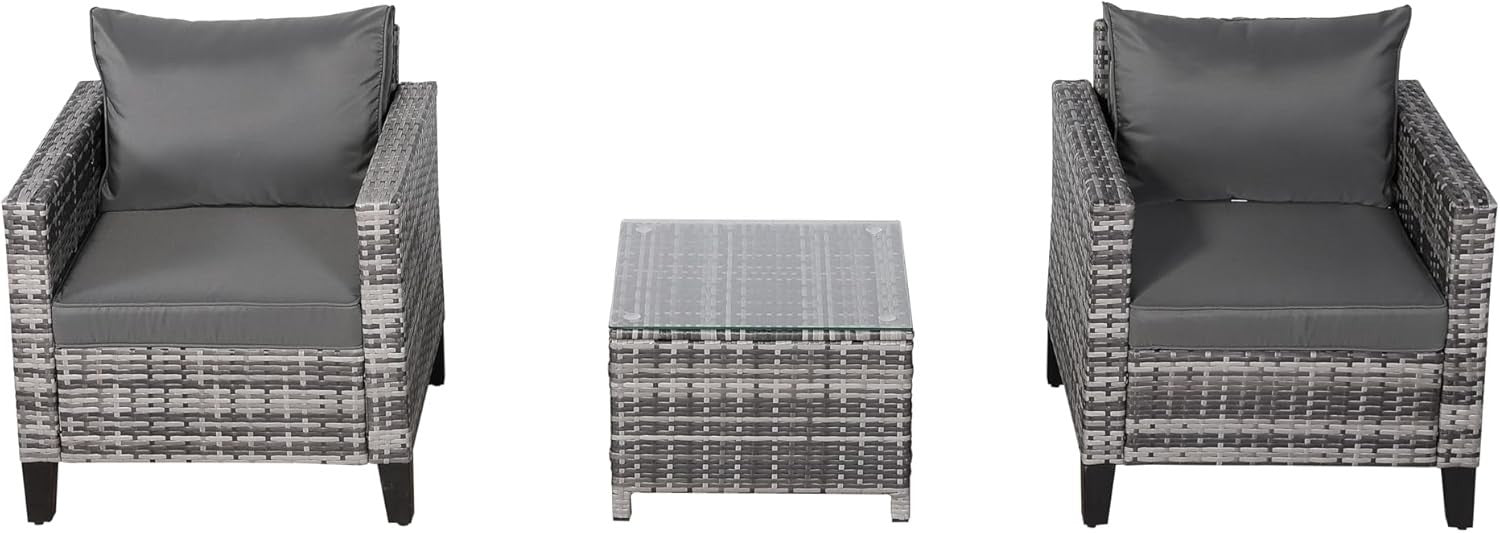Outdoor Rattan Bistro Sofa Set 2 Seater with Coffee Table Compact Patio Lounge
