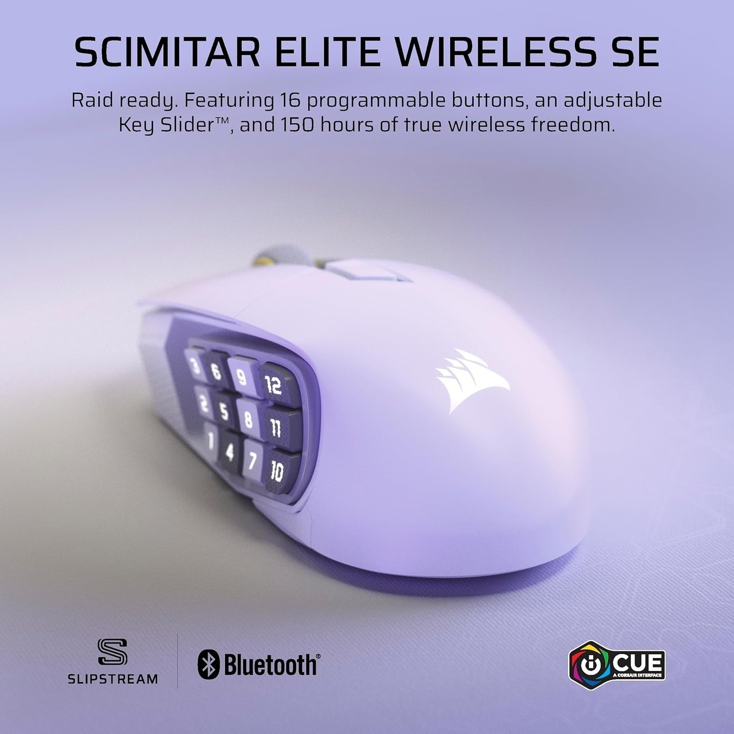 Wireless MMO Gaming Mouse 33K DPI 16 Programmable Buttons White