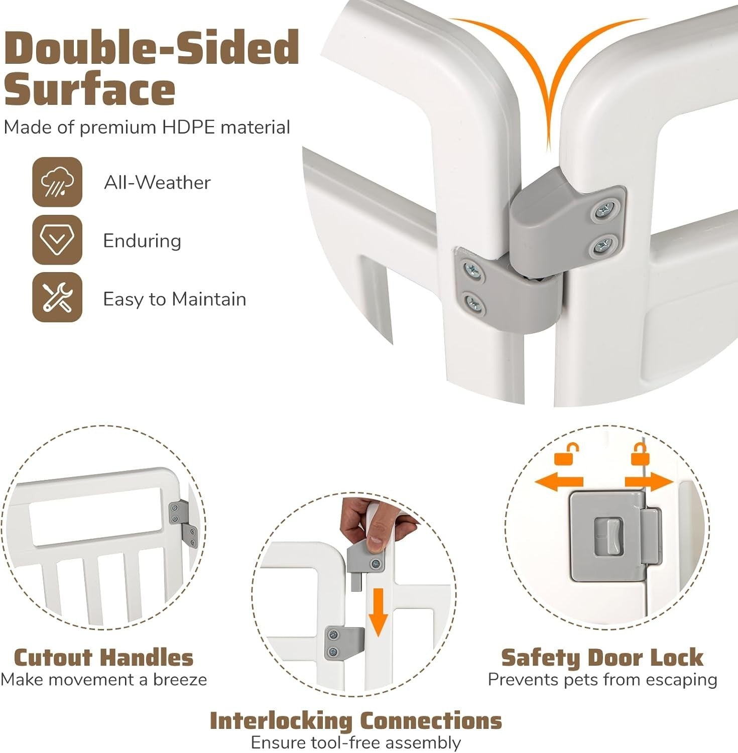 Foldable Dog Playpen with Lockable Gate for Small & Medium Pets Indoor Outdoor