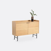 Modern Oak Veneer Sideboard Cabinet 2 Door Storage Unit Black Legs