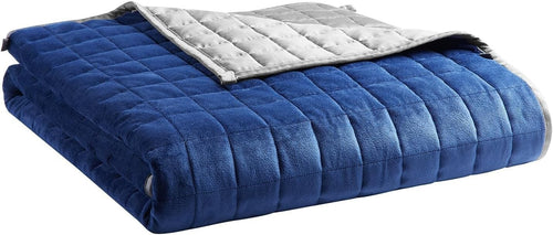 6.8kg Cooling & Cozy Velvet Weighted Blanket, Blue/Grey 152x203cm